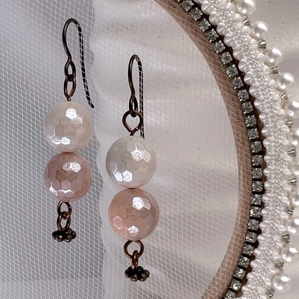 COPPER Earrings Mystic Peach Aventurine